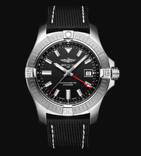 Replica Breitling Avenger Automatic GMT 43 Stainless Steel - Black Bold Watch A32397101B1X2