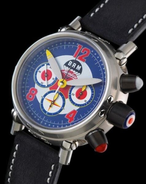 Replica B.R.M Bombers Watch Bombers-45-G-UK Brushed Stainless Steel - Leather Strap