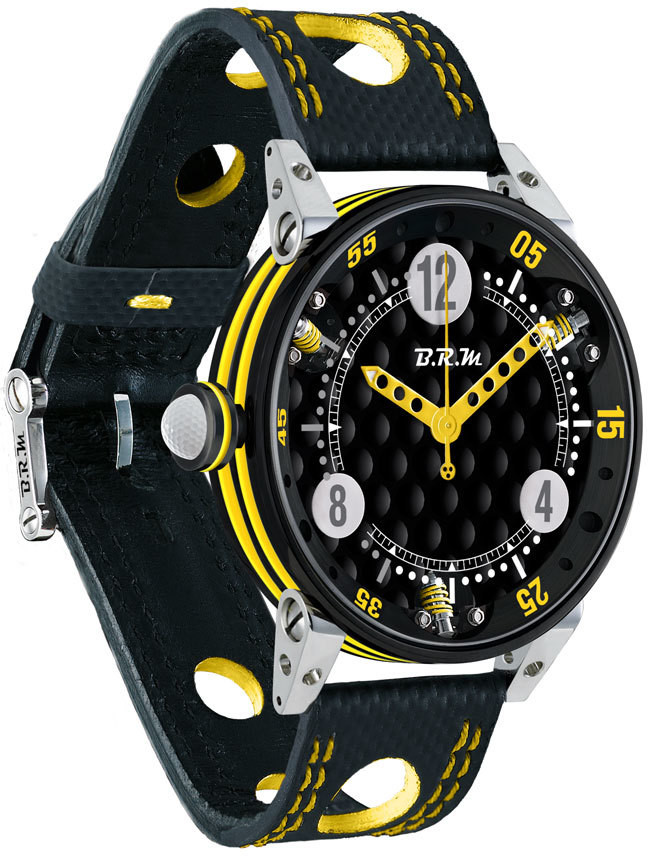 Brm Gulf Watch Replica BRM 6-44 Golf Black Dial Yellow GF6-44-SA-N-AJ