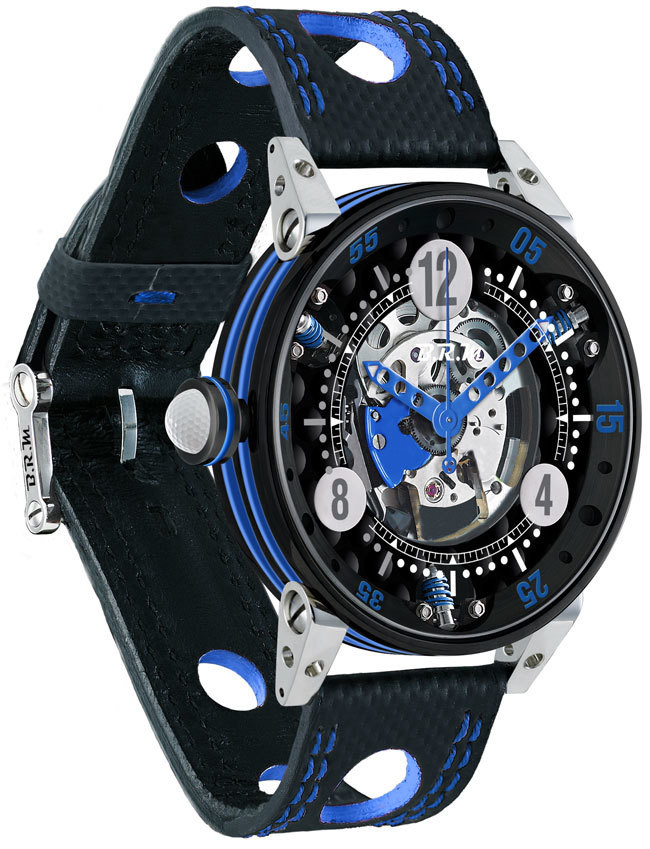 Brm Gulf Watch Replica BRM Golf Black Skeleton Dial Light Blue GF6-44-SA-N-SQ-ABLC