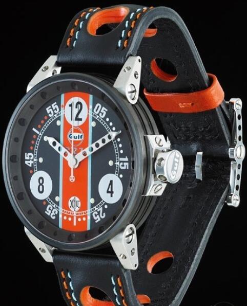 B.R.M Watch Fake V6-44 Gulf V6-44-GU-N-AG-1 Brushed Stainless Steel - Black Dial