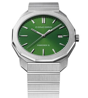 Replica Concord Men Mariner SL Quartz Stainless Steel Watch with Green Dial 0320522