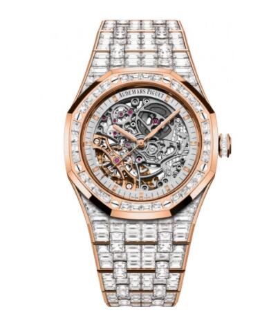 Audemars Piguet Royal Oak 41 Double Balance Wheel Openworked Pink Gold 15417OR.ZZ.1267OR.01 Baguette Replica Watch