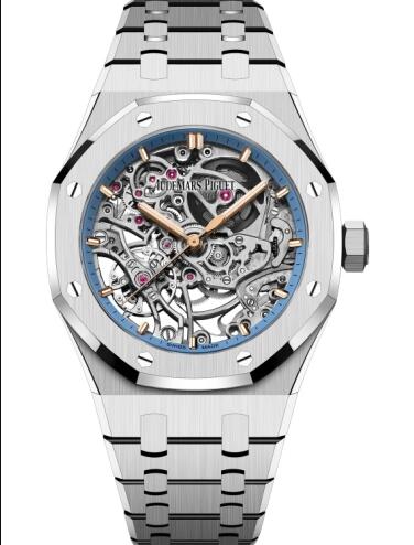 Audemars Piguet Royal Oak 37 Double Balance Wheel Openworked White Gold Light Blue Replica Watch 15467BC.OO.1256BC.01