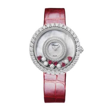 Cheap Chopard Happy Diamonds Watch Women HAPPY DIAMONDS JOAILLERIE 38 MM QUARTZ WHITE GOLD DIAMONDS RUBIES 204445-1006