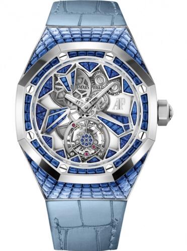 Replica Audemars Piguet Royal Oak Concept Flying Tourbillon White Gold Baguette Sapphire Watch 26228BC.SS.D314CR.01