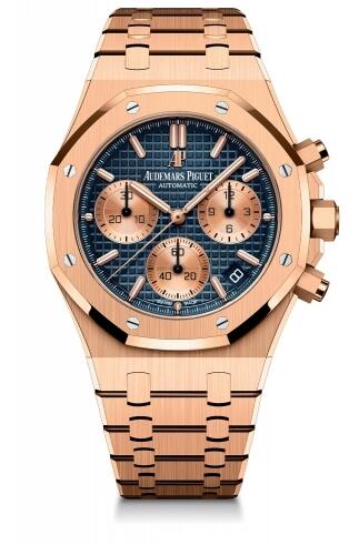 Audemars Piguet Royal Oak Chronograph 41 Yellow Gold Blue Bracelet Replica Watch 26239OR.00.1220OR.01