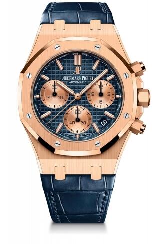 Audemars Piguet Royal Oak Chronograph 41 Yellow Gold Blue Alligator Replica Watch 26239OR.00.D315CR.01