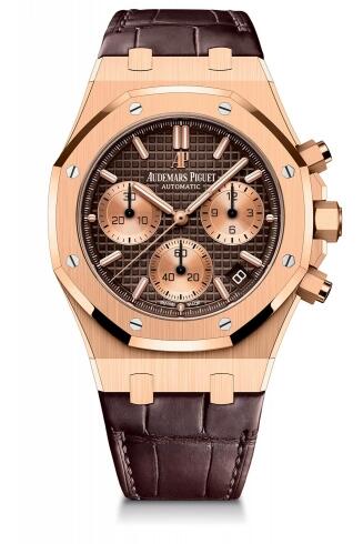 Audemars Piguet Royal Oak Chronograph 41 Yellow Gold Brown Alligator Replica Watch 26239OR.00.D812CR.01