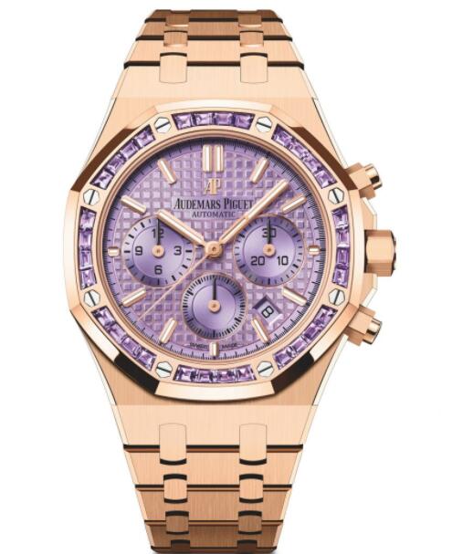 Replica Audemars Piguet Royal Oak Chronograph 38 Pink Gold Amethysts Purple Watch 26319OR.AY.1256OR.01