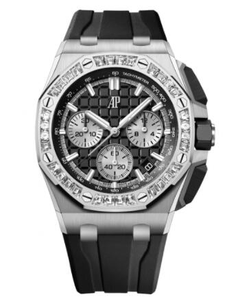 2022 Audemars Piguet Royal Oak Offshore 43 White Gold - Baguette Black Replica Watch 26424BC.ZZ.D002CA.01