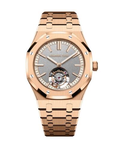 Audemars Piguet Royal Oak Self-Winding Flying Tourbillon Pink Gold Grey Replica Watch 26730OR.OO.1320OR.05