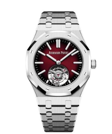 Audemars Piguet Royal Oak Self-Winding Flying Tourbillon Stainless Steel Burgundy Replica Watch 26730ST.OO.1320ST.05