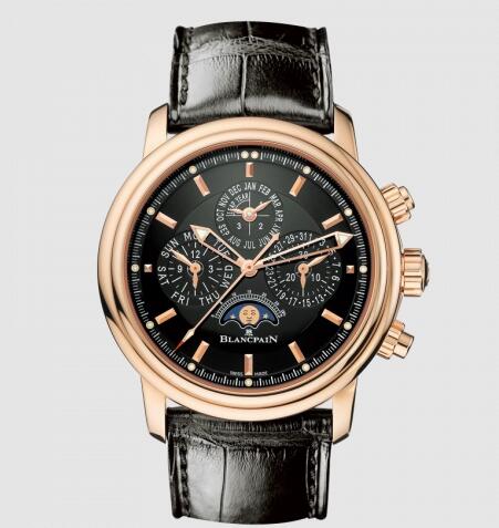 Replica Blancpain Léman Chronographe Flyback Quantième Perpétuel Red Gold / Black / Alligator Watch 2685F-3630-53B