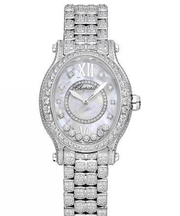 Chopard Happy Sport Oval Watch Cheap Price 31 X 29 MM AUTOMATIC WHITE GOLD DIAMONDS 275372-1002