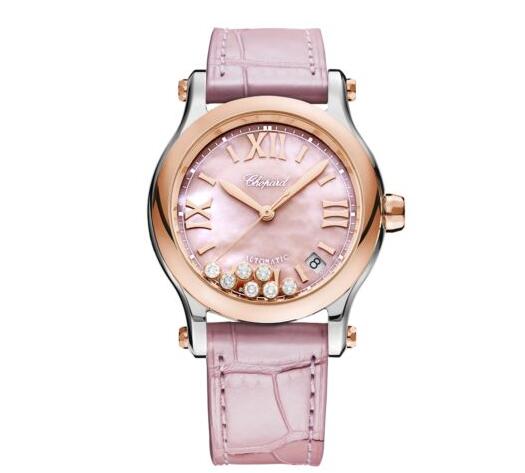 Replica Chopard Watch HAPPY SPORT 36 MM AUTOMATIC ROSE GOLD STAINLESS STEEL DIAMONDS 278559-6021