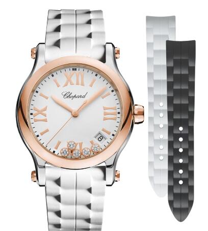 Chopard Happy Sport Watch Cheap Price 36 MM QUARTZ ROSE GOLD STAINLESS STEEL DIAMONDS 278582-6001