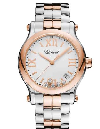 Chopard Happy Sport Watch Cheap Price 36 MM QUARTZ ROSE GOLD STAINLESS STEEL DIAMONDS 278582-6002