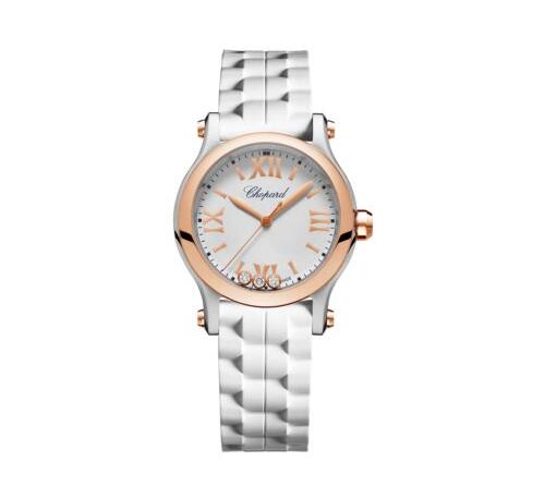 Replica Chopard HAPPY SPORT 30 MM QUARTZ ROSE GOLD STAINLESS STEEL DIAMONDS Watch 278590-6001