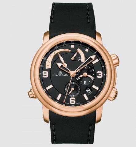 Replica Blancpain Léman Réveil GMT Red Gold / Black / Rubber Watch 2841-36B30-64B