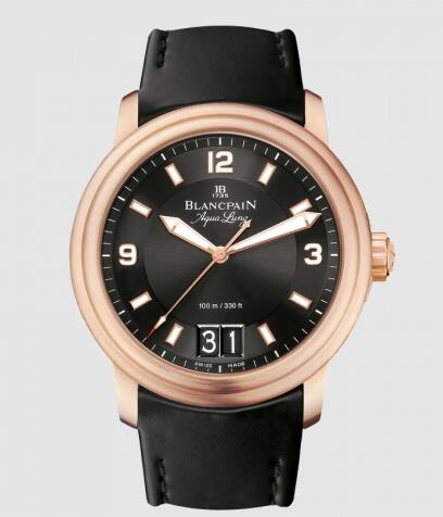 Replica Blancpain Léman Grande Date Aqua Lung Red Gold / Black / Rubber Watch 2850B-3630A-64B