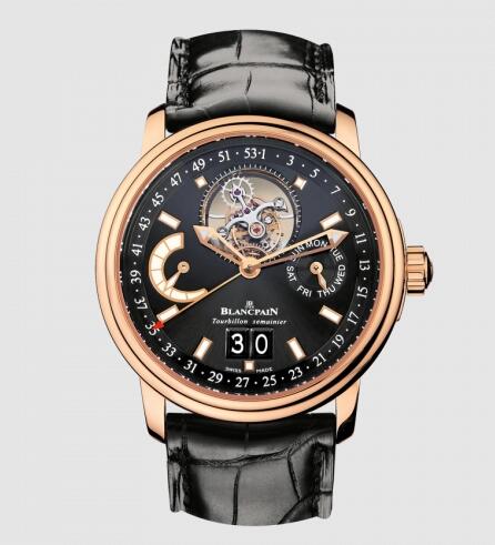 Replica Blancpain Léman Tourbillon Semainier Grande Date Red Gold / Black / Alligator Watch 2925-3630-53B