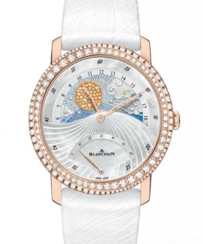 Replica Blancpain Women Jour Nuit Watch Red Gold - Diamonds - Ostrich Strap 3740-3744-58B