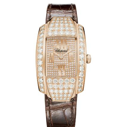 Chopard La Strada Replica Watch LA STRADA RECTANGULAR QUARTZ ROSE GOLD DIAMONDS 419403-5007