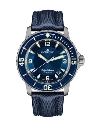 Blancpain 5015-12B40-O52A Fifty Fathoms Titanium Blue Sailcloth Replica Watch