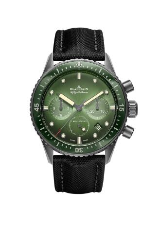 Blancpain 5200-0153-B52A Fifty Fathoms Bathyscaphe Flyback Chronograph Black Ceramic Green Canvas Replica Watch