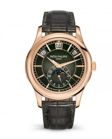 Patek Philippe Annual Calendar 5205 Rose Gold Green Replica Watch 5205R-011