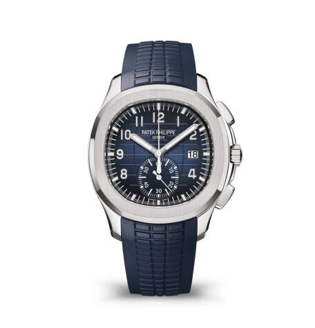 Patek Philippe Aquanaut Chronograph 5968 White Gold Blue Rubber Replica Watch 5968G-001