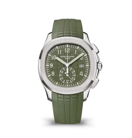 Patek Philippe Aquanaut Chronograph 5968 White Gold Green Rubber Replica Watch 5968G-010