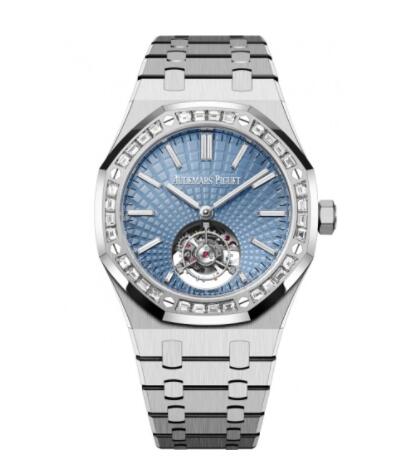 Audemars Piguet Royal Oak Self-Winding Flying Tourbillon Platinum Baguette Ice Blue 6535PT.ZZ.1220PT.01 Replica Watch