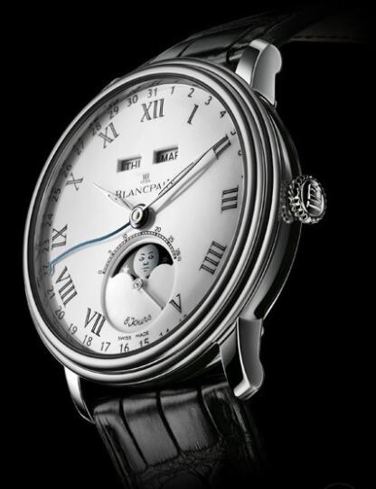 Replica Blancpain Villeret Quantième Complet 8 Jours Watch 6639 3431 55B Platinum - Aliigator Strap