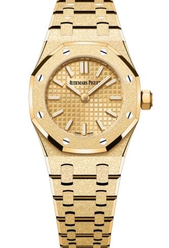 Audemars Piguet Royal Oak Mini Quartz Frosted Yellow Gold Champagne Replica Watch 67630BA.GG.1312BA.01