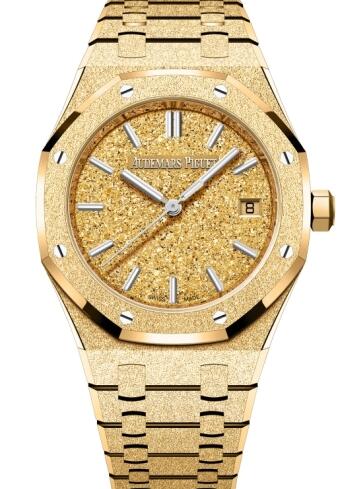 Audemars Piguet Royal Oak Selfwinding 34 Frosted Yellow Gold Crystal Sand Replica Watch 77450BA.GG.1361BA.01
