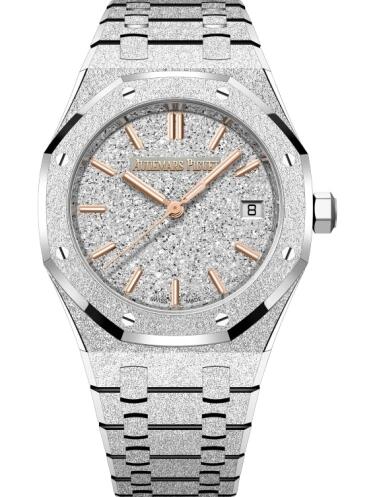 Audemars Piguet Royal Oak Selfwinding 34 Frosted White Gold Crystal Sand Replica Watch 77450BC.GG.1361BC.01