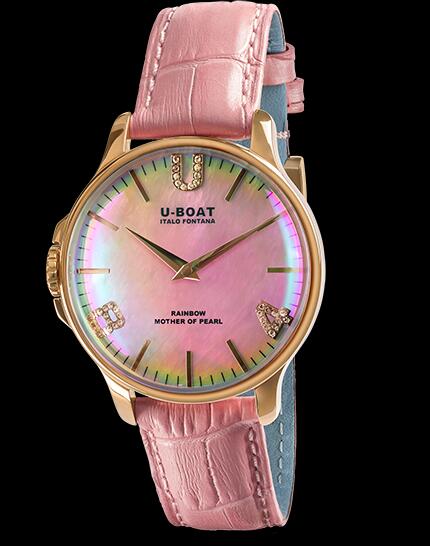 U Boat Rainbow Watch Replica RAINBOW 38 PINK IP GOLD 8473