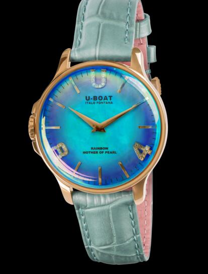 U Boat Rainbow Watch Replica RAINBOW 38 BLUE IP GOLD 8475