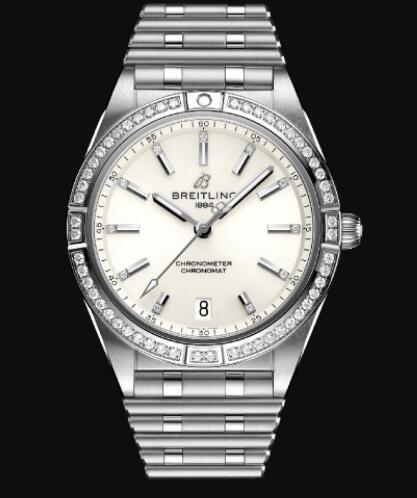 Replica Breitling Chronomat Automatic 36 Stainless Steel (Gem-set) - White Watch A10380591A1A1