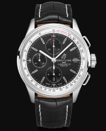 Replica Breitling Premier Chronograph 42 Stainless Steel - Black Watch A13315351B1P1