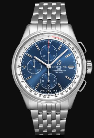 Replica Breitling Premier Chronograph 42 Stainless Steel - Blue Watch A13315351C1A1