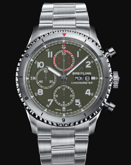 Breitling Aviator 8 Chronograph 43 Curtiss Warhawk Stainless Steel - Green Replica Watch A133161A1L1A1