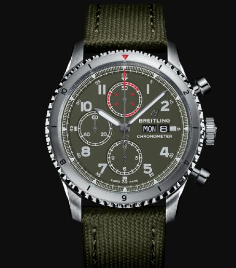 Breitling Aviator 8 Chronograph 43 Curtiss Warhawk Stainless Steel - Green Replica Watch A133161A1L1X1