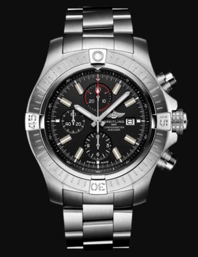 Replica Breitling Super Avenger Chronograph 48 Stainless Steel - Black Watch A13375101B1A1