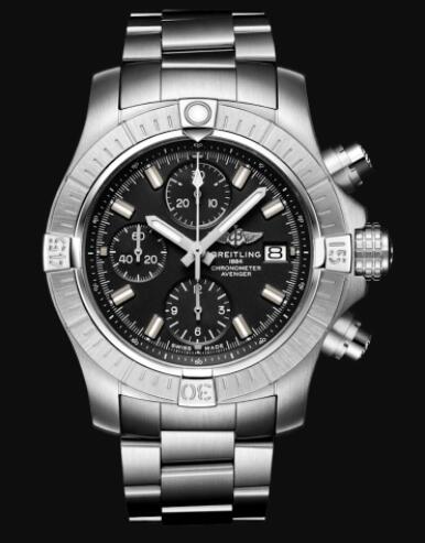 Breitling Avenger Chronograph 43 Stainless Steel - Black Replica Watch A13385101B1A1