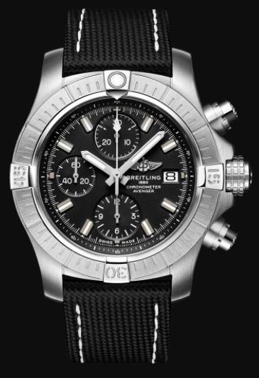 Breitling Avenger Chronograph 43 Stainless Steel - Black Replica Watch A13385101B1X2
