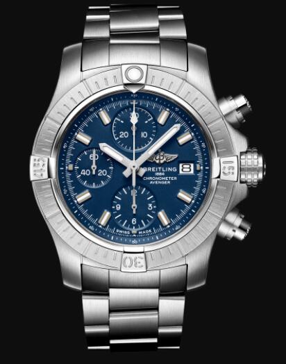 Replica Breitling Avenger Chronograph 43 Stainless Steel - Blue Bold Watch A13385101C1A1