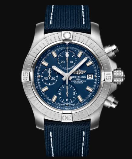 Replica Breitling Avenger Chronograph 43 Stainless Steel - Blue Bold Watch A13385101C1X2